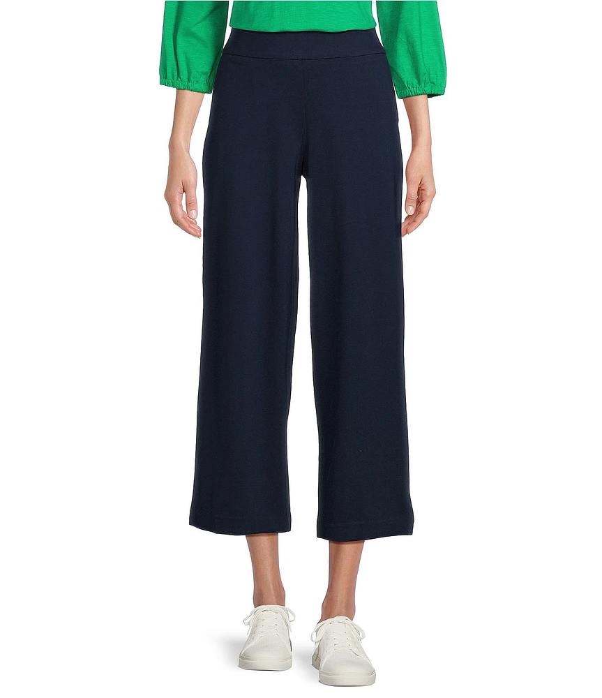 Allison Daley Light Weight Ponte Wide Leg Pull-On Crop Pants