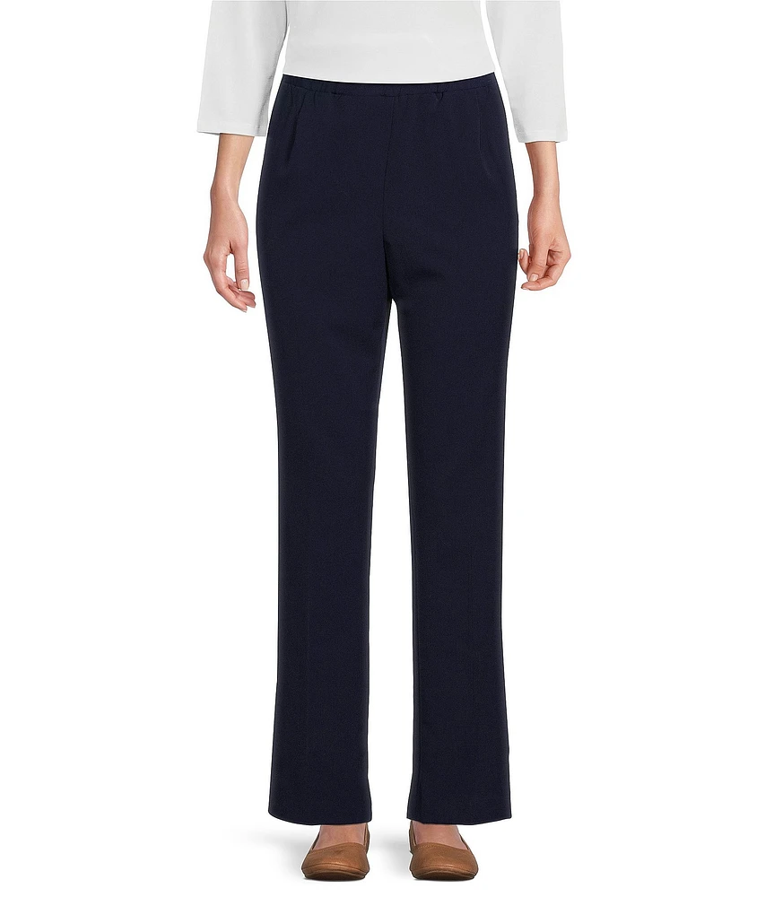 Allison Daley Petite Size City Stretch Straight Leg Elastic Waist Pull-On Pants