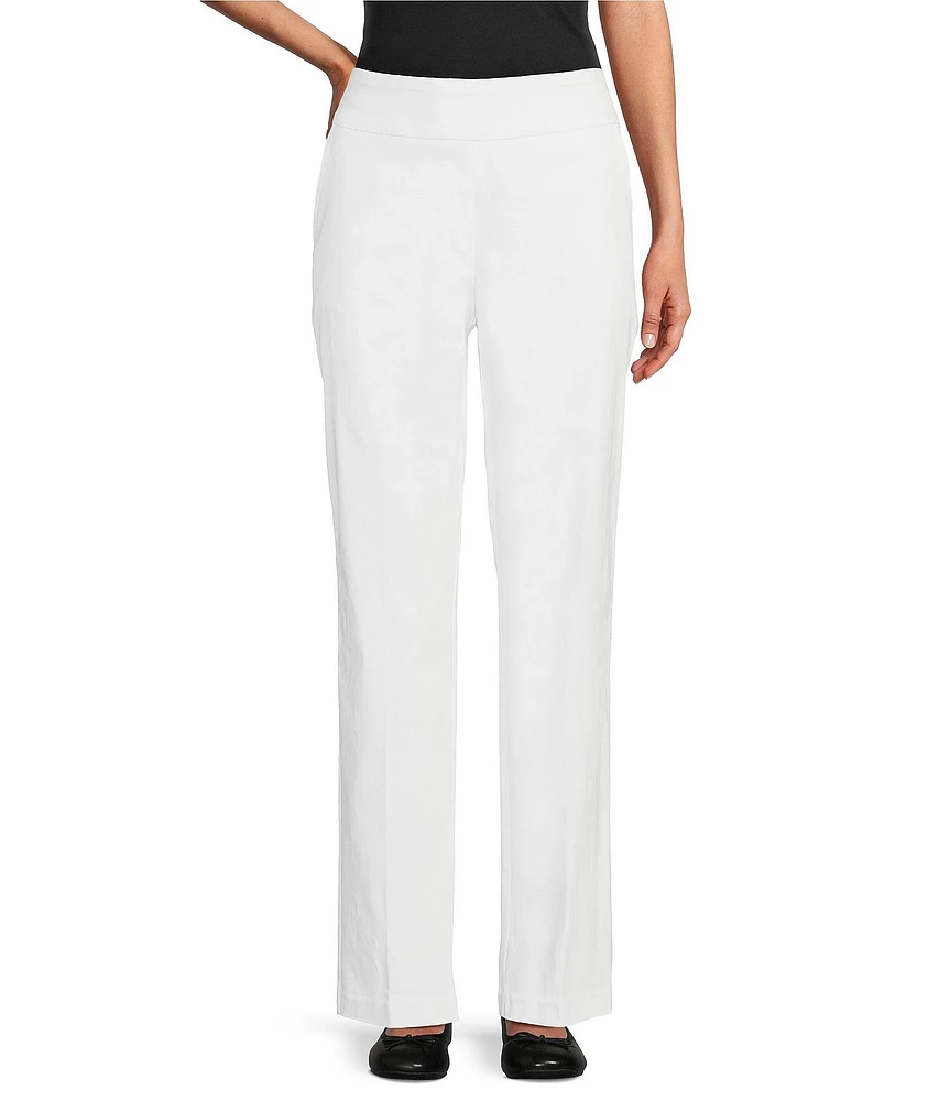 Allison Daley Petite Size Tech Stretch Elastic Waist Straight Leg Pants