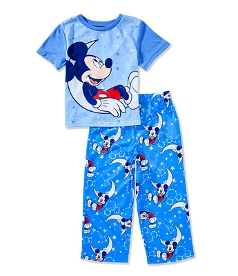 AME Little Boys Disney x Mickey Mouse Short Sleeve Pajama Top & Allover Printed Pajama Pant Set