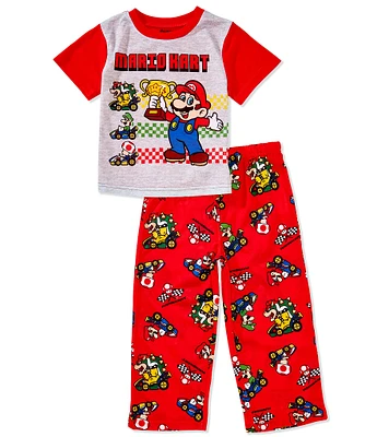 AME Little/Big Boys Mario Short-Sleeve Color Block Pajama T-Shirt & Coordinating Pajama Pant Set
