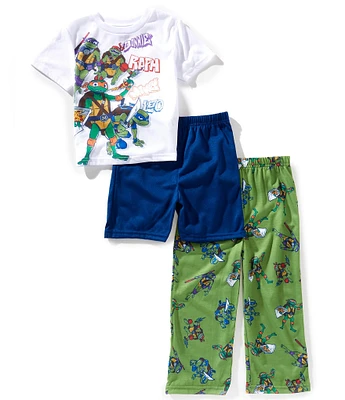 AME Little/Big Boys Ninja Turtle Short-Sleeve Pajama T-Shirt, Turtle-Printed Pajama Pants & Solid Sleep Shorts Set
