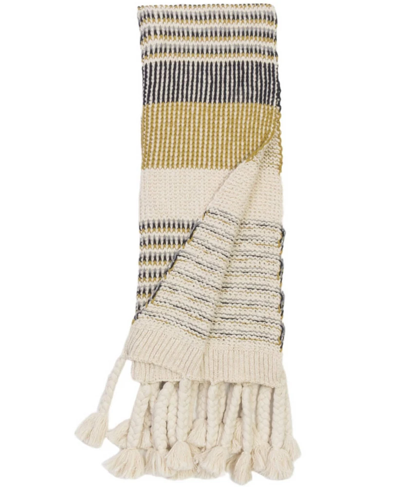 Amity Home Irma Striped Braided Tassel Throw Blanket