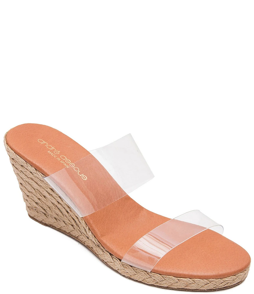 Andre Assous Anfisa Vinyl Espadrille Platform Wedge Slide Sandals