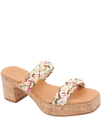 Andre Assous Cairo Braided Raffia Platform Block Heel Sandals