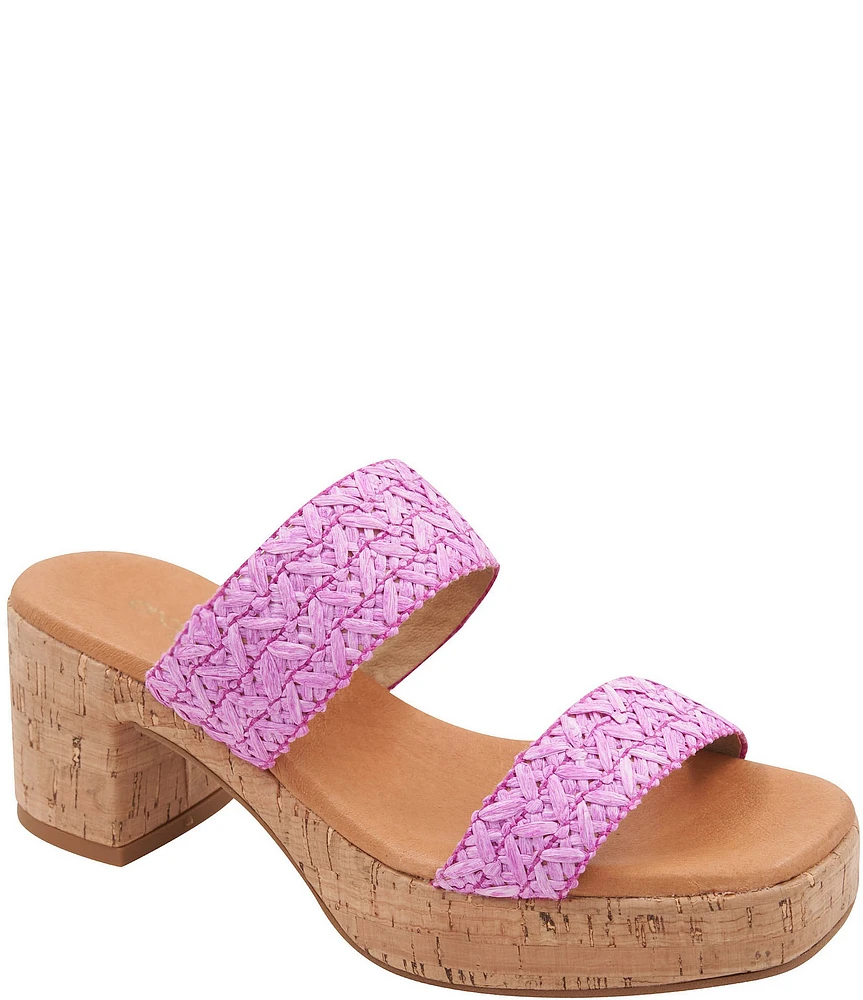 Andre Assous Cairo Raffia Platform Block Heel Slide Sandals