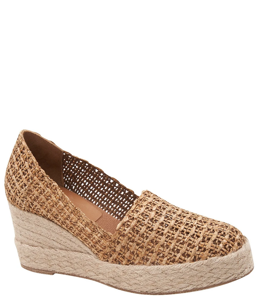 Andre Assous Patti Woven Raffia Platform Wedge Slip On Espadrilles