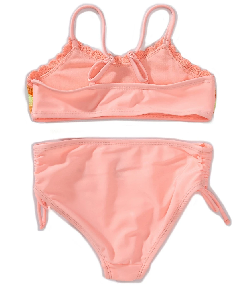 Angel Beach Big Girls Boho Chevron-Striped Crocheted Bikini Top & Solid Bikini Bottom Two-Piece Swimsuit