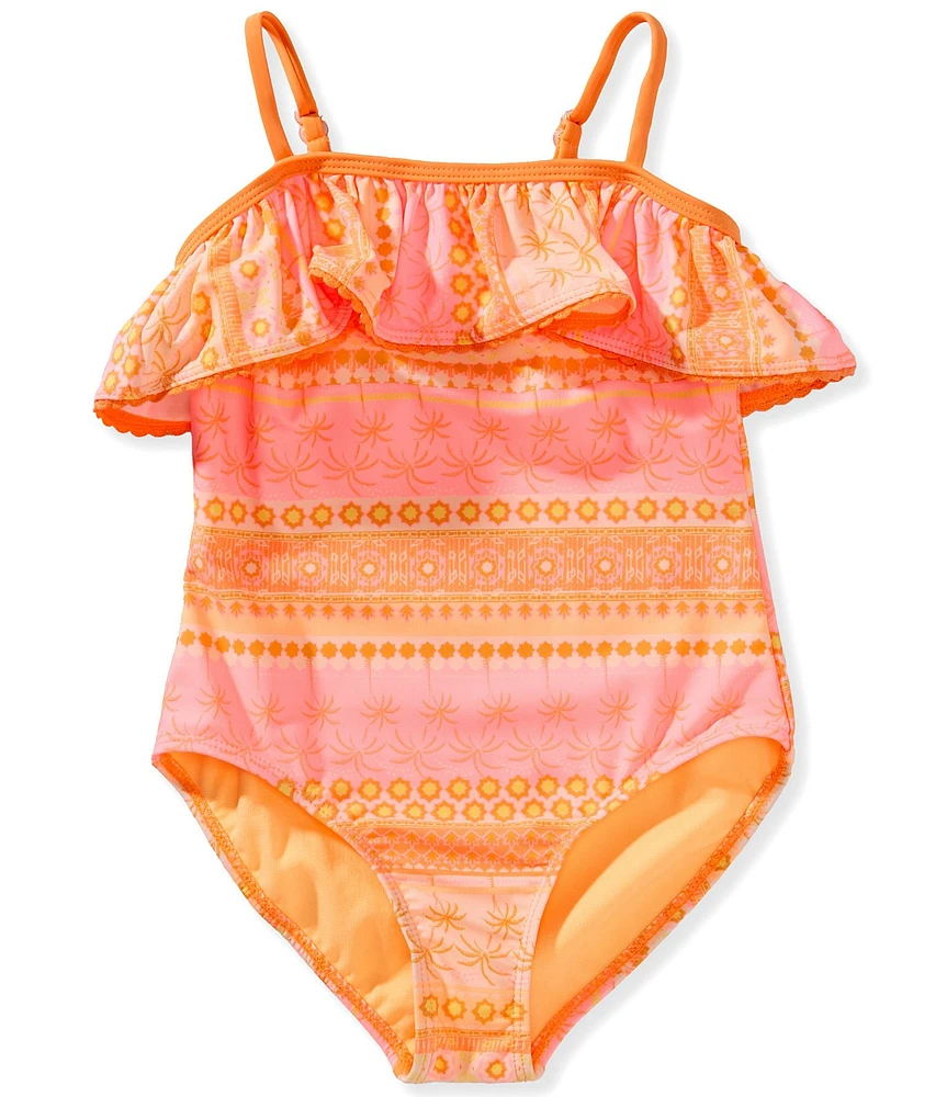 Angel Beach Big Girls Palm Stripe One-Piece Swimsuit