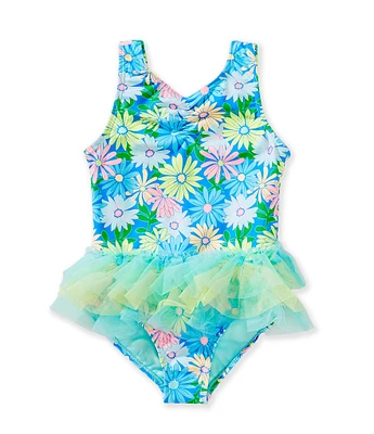 Angel Beach Little Girls Le Fleur Ruffled Tutu-Skirted One-Piece Swimsuit