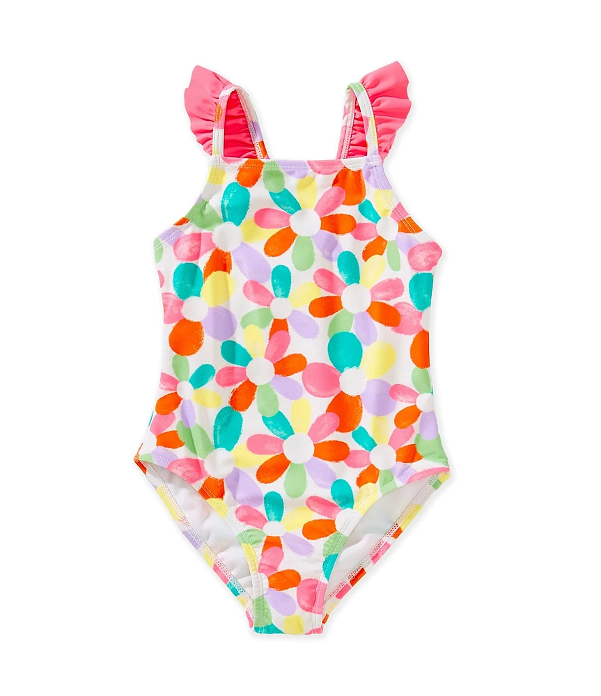 Angel Beach Little Girls Rainbow Daisy One-Piece Swimsuit