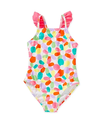 Angel Beach Little Girls Rainbow Daisy One-Piece Swimsuit