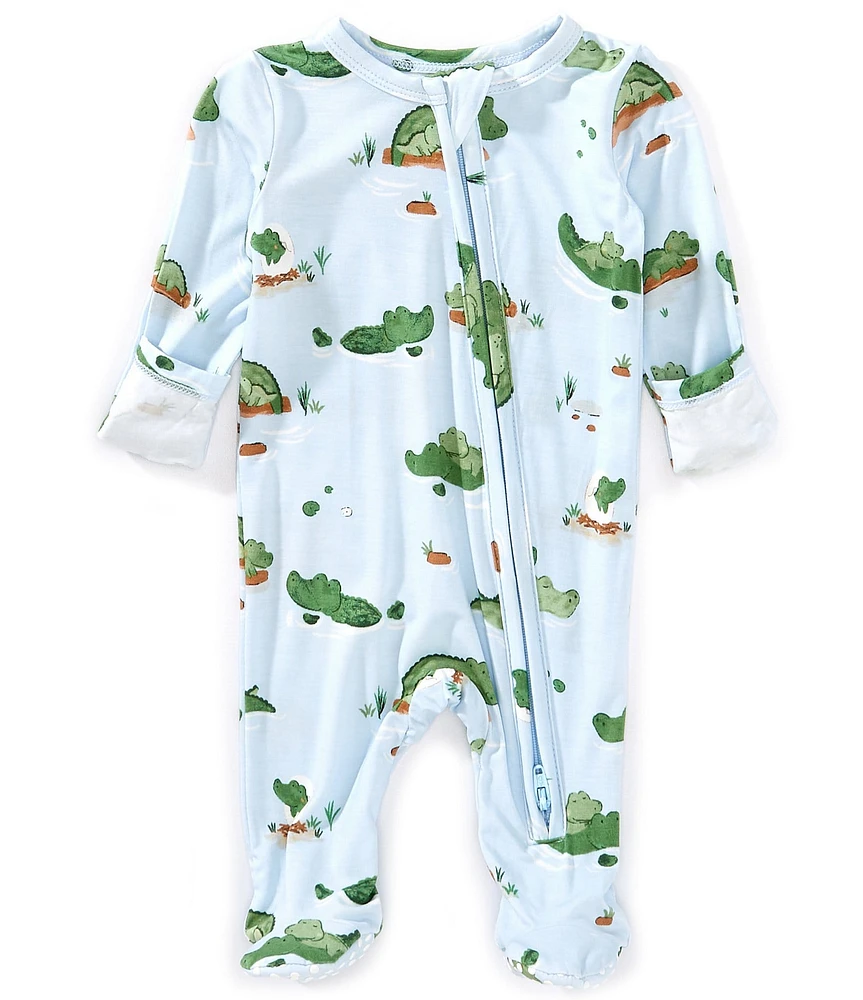 Angel Dear Baby Boys Short Sleeve Blue Alligator Coverall