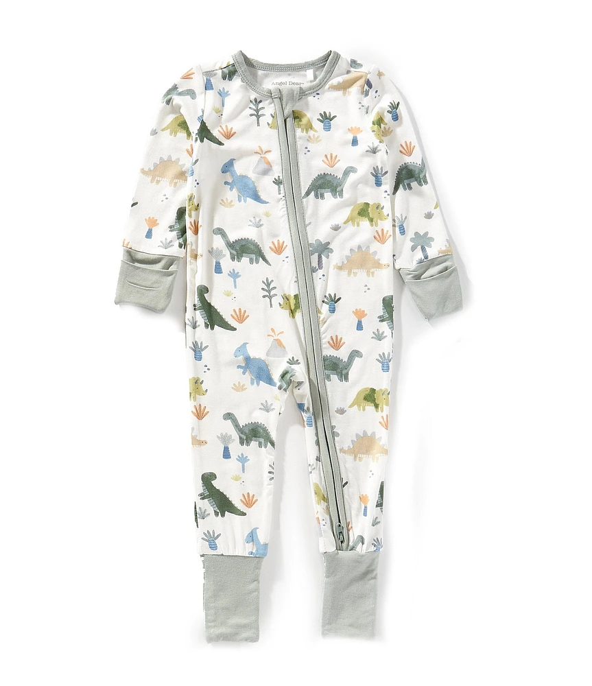 Angel Dear Baby Boys Soft Dinos Printed Zipper Footie Coverall