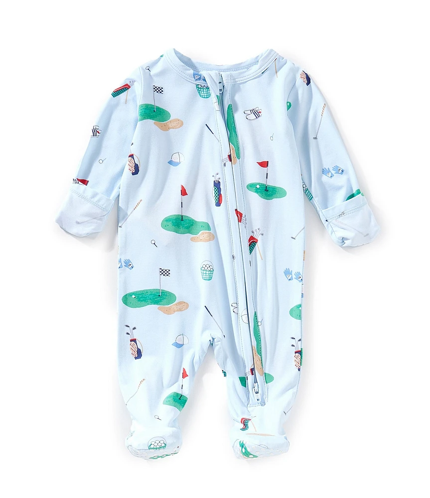 Angel Dear Baby Boys Long Sleeve Golf Printed Zipper Footie Coverall