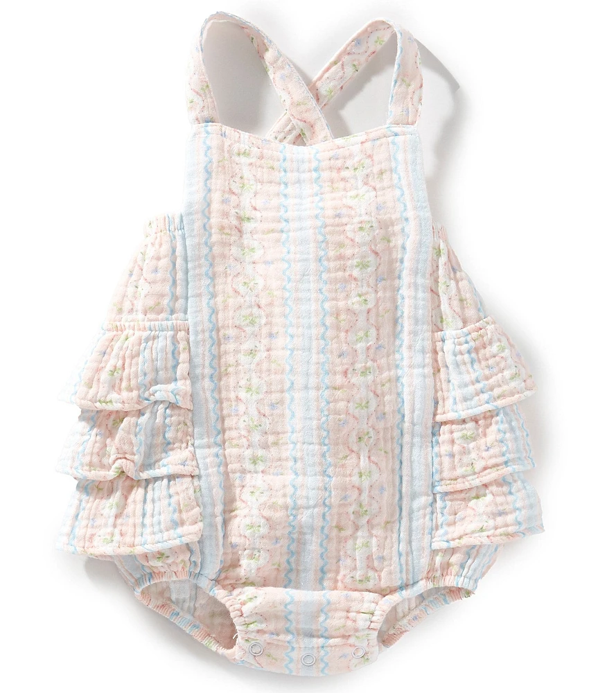 Angel Dear Baby Girls Ogee Floral Sunsuit Romper