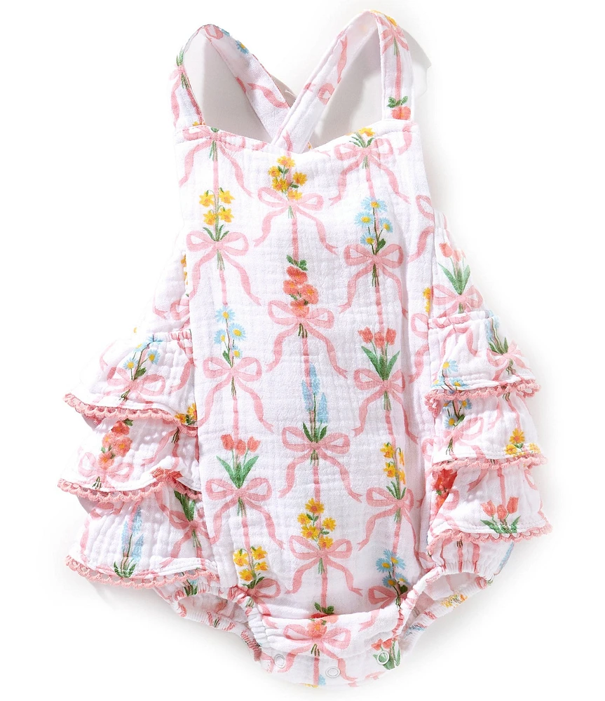 Angel Dear Baby Girls Ribbon Bouquets Sunsuit Romper