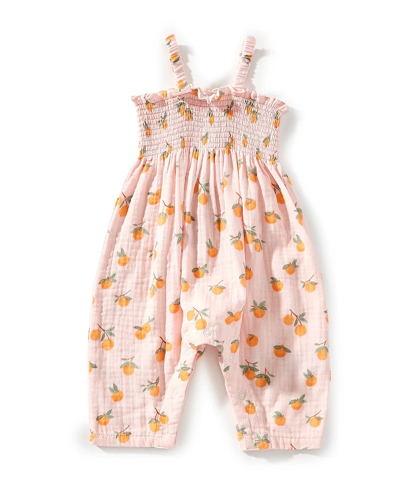 Angel Dear Baby Girls Sweet Clementines Smocked Romper