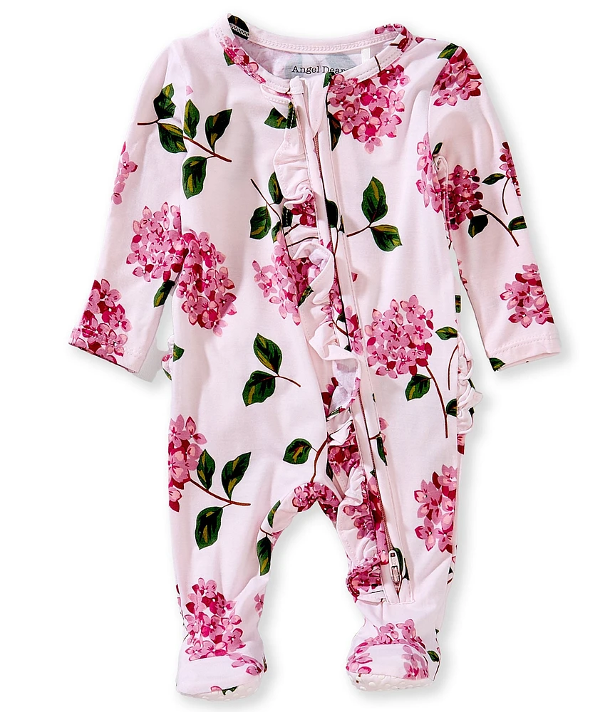 Angel Dear Baby Girls Hydrangeas Print Ruffle 2-Way Zipper Footie