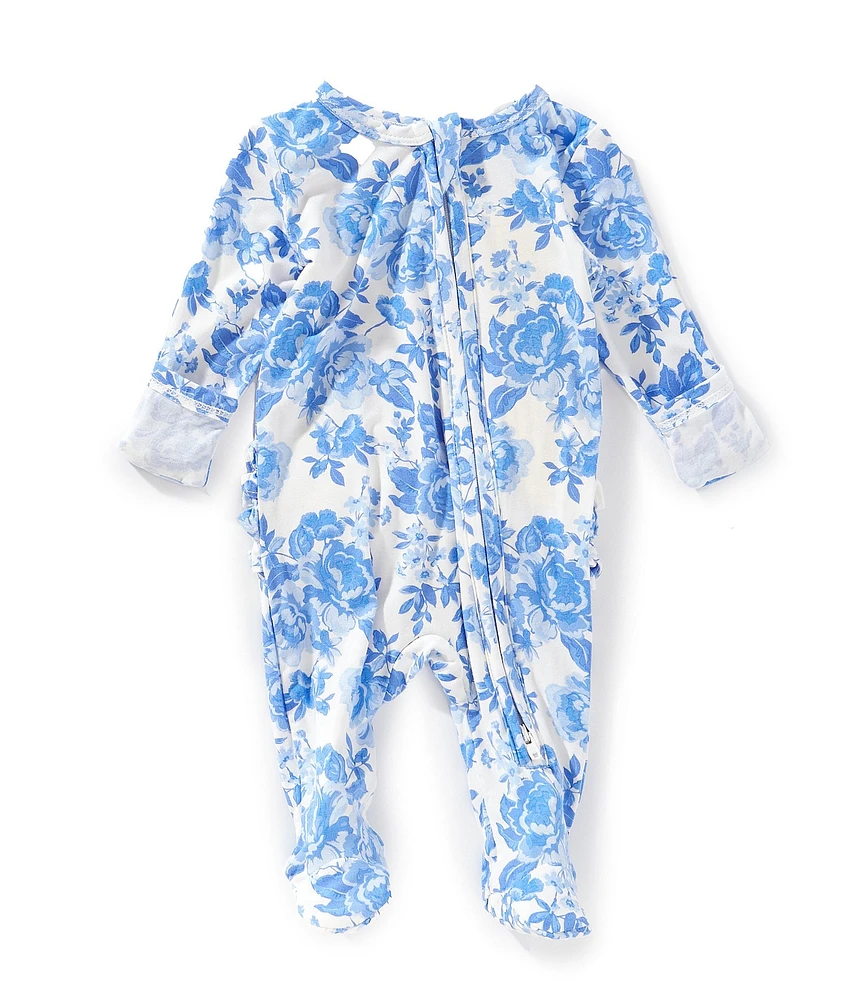 Angel Dear Baby Girls Blue Roses Footie Coverall