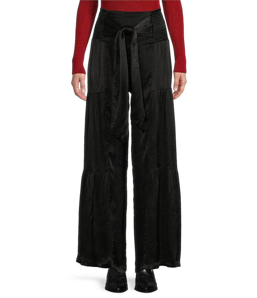 Angie Tie Waist Wide Leg Tier Pants