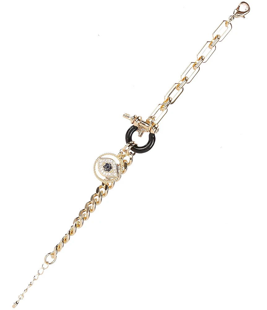 Anna & Ava Charm Cluster Chain Line Bracelet with Toggle