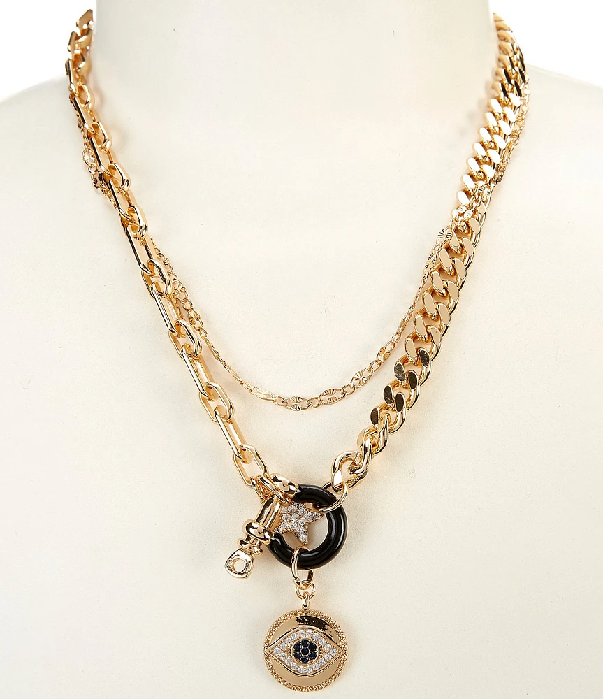 Anna & Ava Charm Cluster Chain Short Multi-Strand Necklace