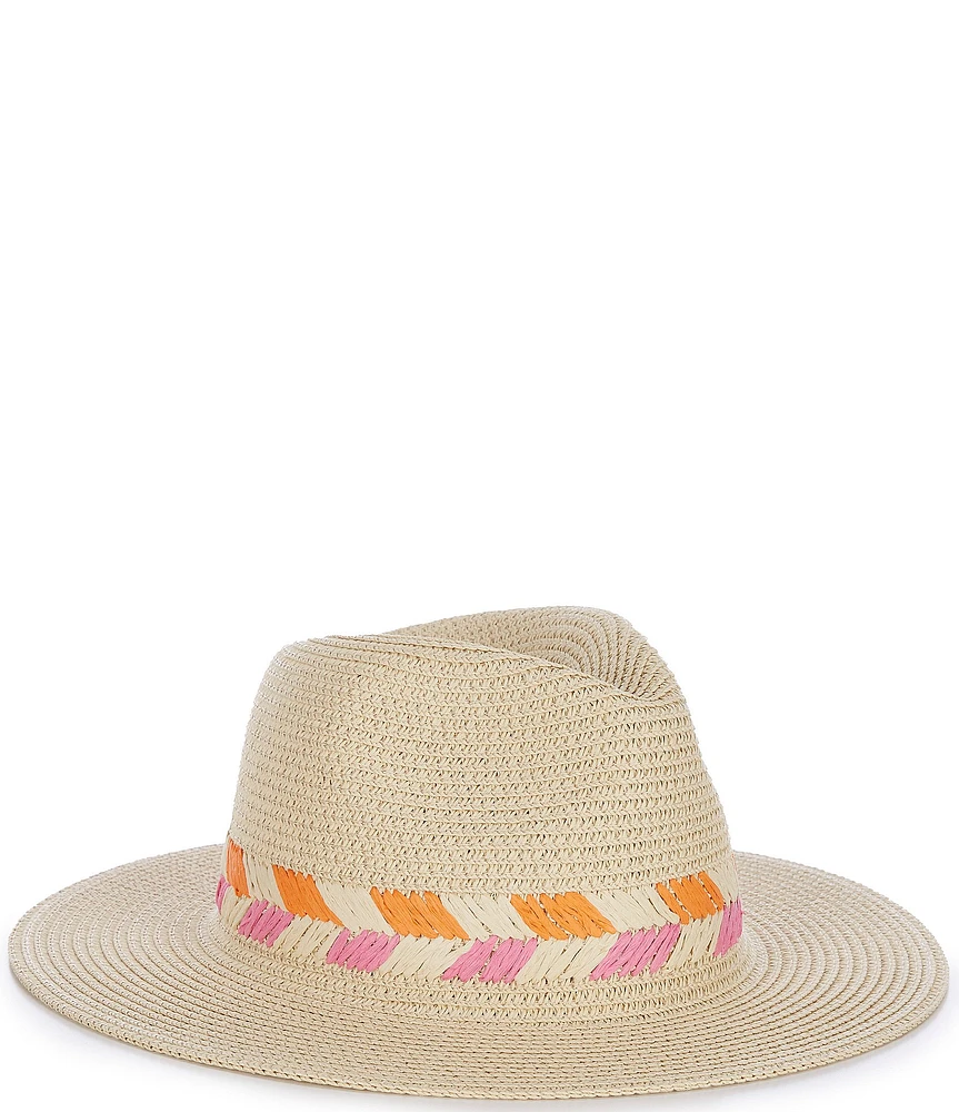 Anna & Ava Chevron Stripe Straw Fedora Hat