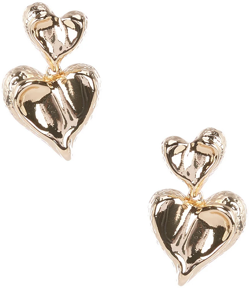 Anna & Ava Double Textured Heart Drop Earrings