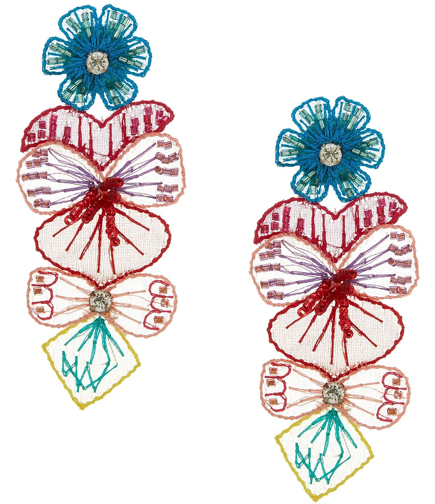 Anna & Ava Mesh Flower Resort Novelty Statement Drop Earrings