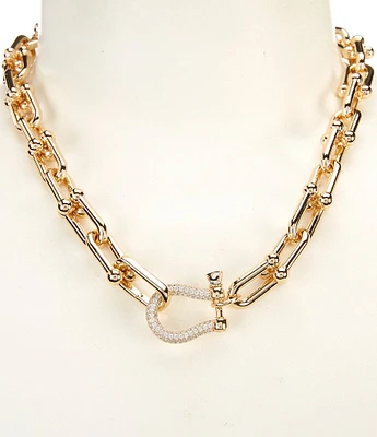 Anna & Ava Oversized Link Chain Necklace with Pave Toggle