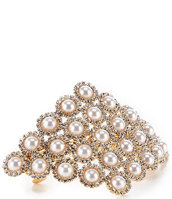 Anna & Ava Pearl Halo Diamond Barrette
