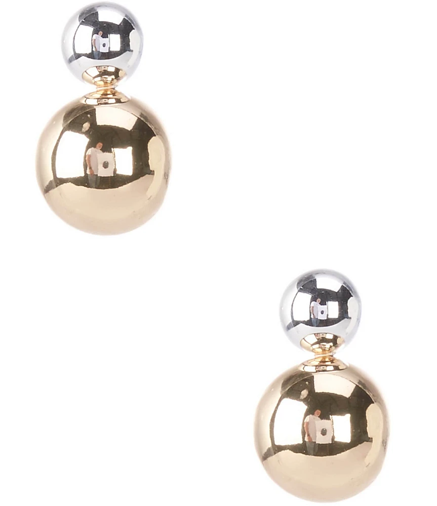 Anna & Ava Two Tone Double Ball Drop Earrings