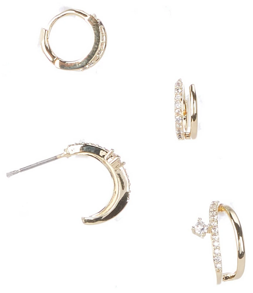 Anna & Ava Waterproof Delicate Hoop Earring Set with Cubic Zirconia Stones