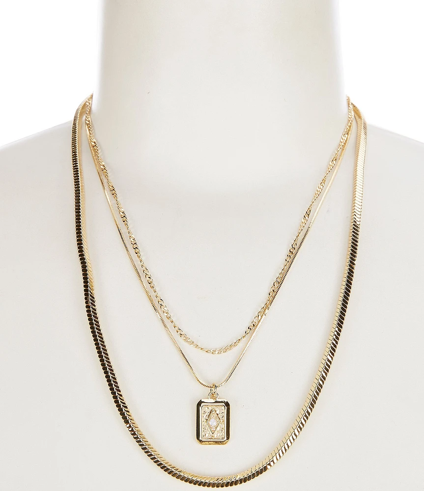 Anna & Ava Waterproof Delicate Multi Layer Chain with Pendant Short Multi-Strand Necklace