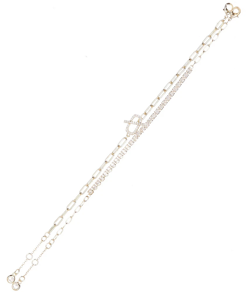 Anna & Ava Waterproof Chain Link and CZ Stones Line Bracelet Set
