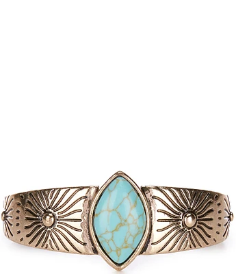 Anna & Ava Western Etched Cuff Bracelet with Semi Precious Stone