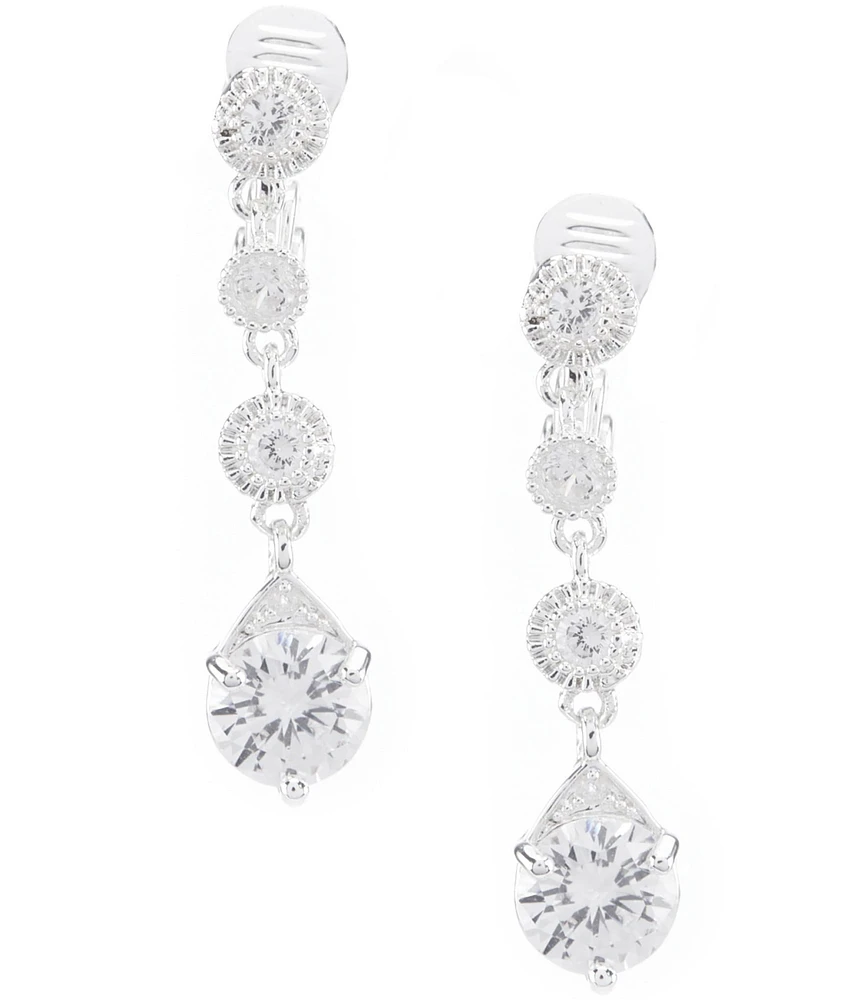 Anne Klein Crystal Linear Clip-On Earrings