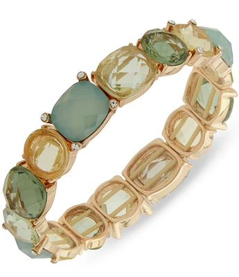 Anne Klein Gold Tone Green Multi Stretch Bracelet
