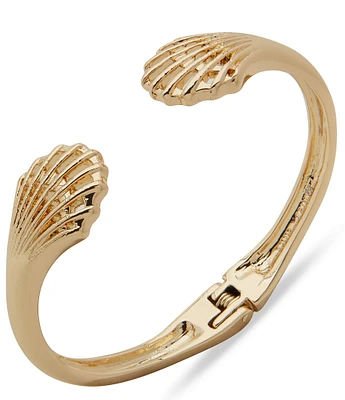 Anne Klein Gold Tone Shell Motif Cuff Bracelet