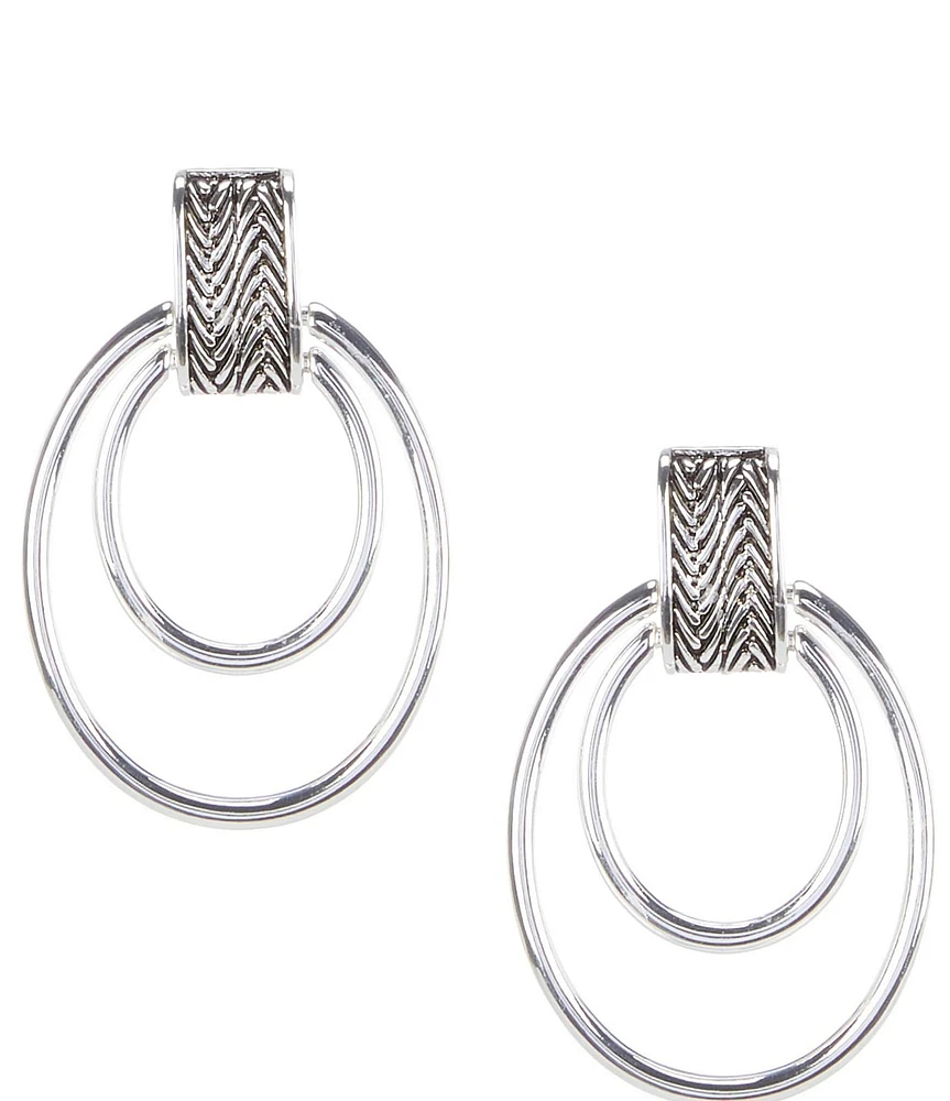 Anne Klein Herringbone Clip-On Orbital Drop Earrings