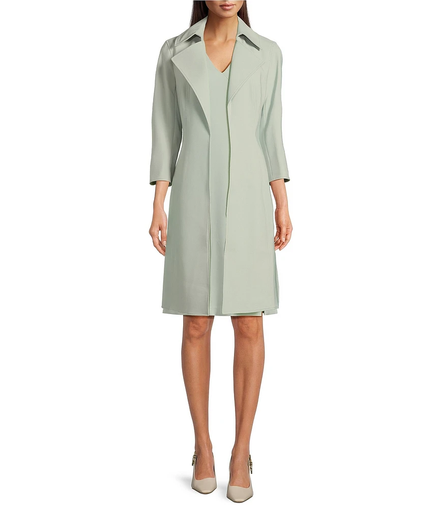 Anne Klein Peak Lapel Notch Collar Long Sleeves Topper Urban Stretch Jacket