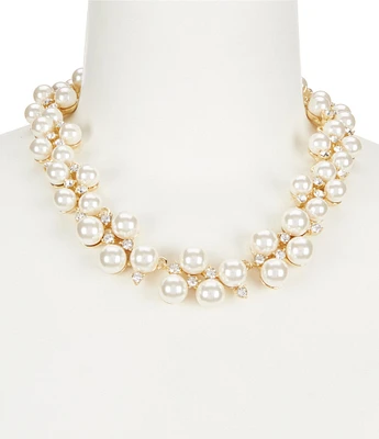 Anne Klein Faux-Pearl Crystal Collar Statement Necklace