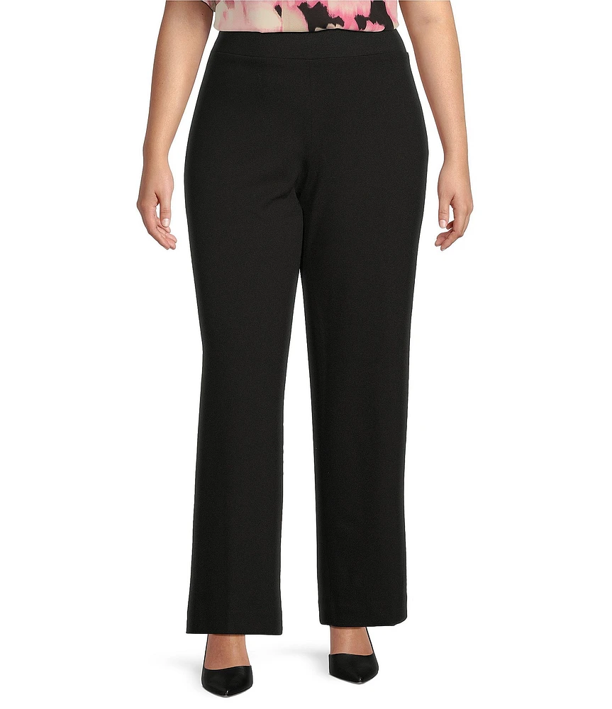 Anne Klein Plus Size Cool Crepe Wide Leg Pull On Trousers