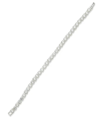 Anne Klein Silver Tone CZ 5MM Tennis Flex Line Bracelet