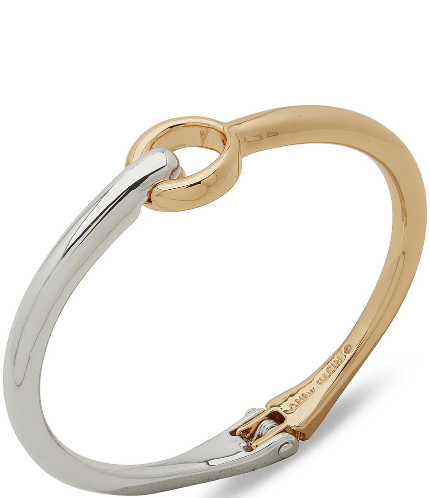 Anne Klein Two Tone Open Oval Bangle Bracelet