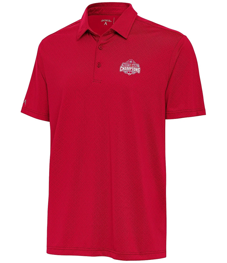 Antigua 2024 College Football Playoff National Champions Ohio State Buckeyes Whirl Short Sleeve Polo Shirt