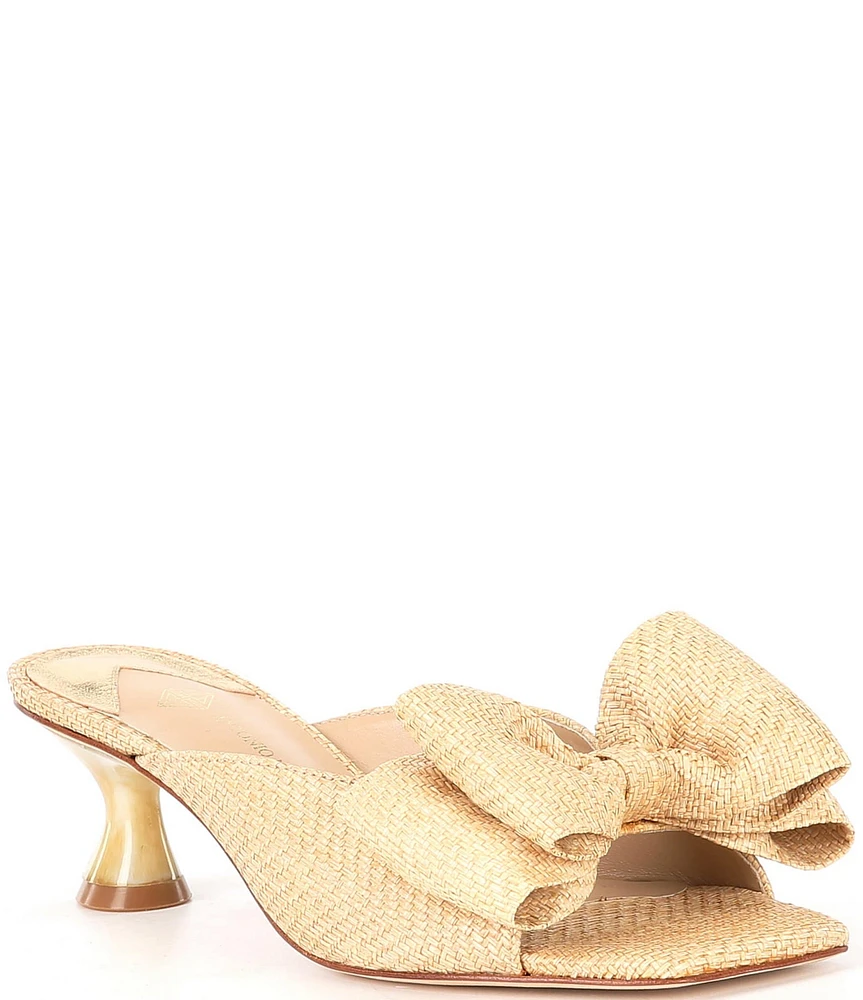 Antonio Melani Alora Raffia Bow Detail Slide Sandals