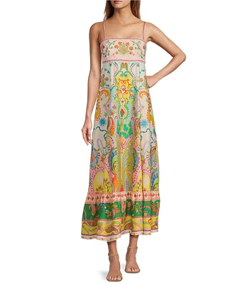 Antonio Melani Anne Printed Square Neck Sleeveless A-Line Dress