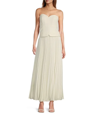 Antonio Melani Billie Crepe Strapless Pleated Maxi Dress